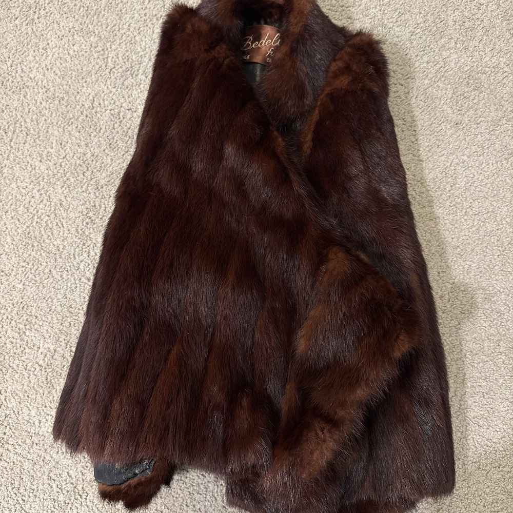 Vintage 1950s Bedell's Furs Mink Jacket Mahogany Brown Shawl Collar Coat - Picture 11 of 11